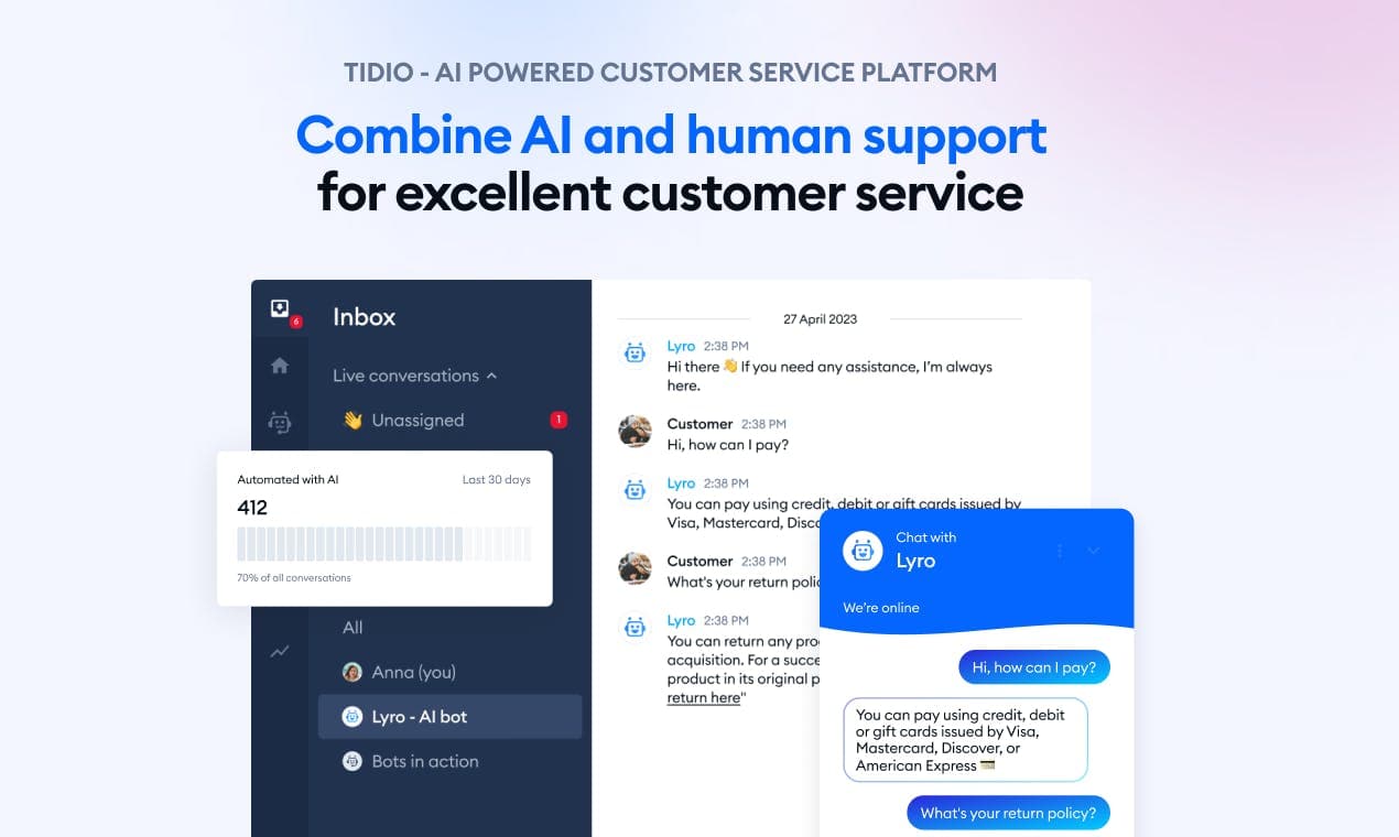 Lyro AI by Tidio screenshot 2
